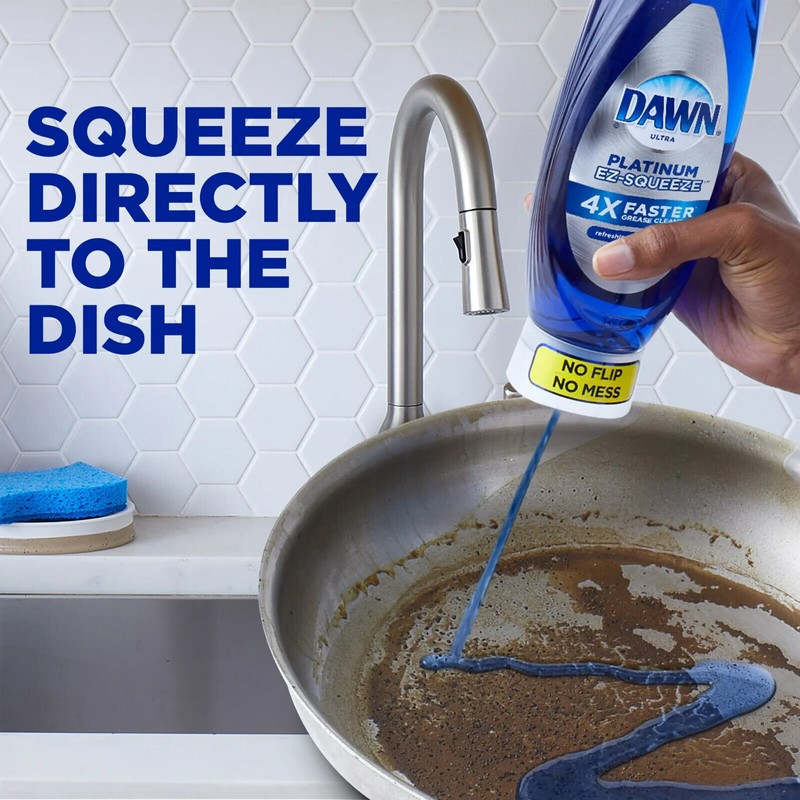Dawn EZ-Squeeze Platinum Dishwashing Liquid Dish Soap, Fresh Rain Scent