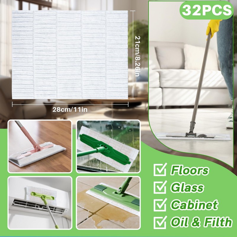 MAQIHAN Dry Mop Pads - 32PCS Dry Sweeping Cloths Unscented
