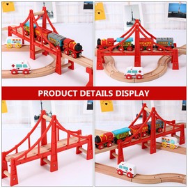DIYEAH 2pcs Track Train Bridge Toy Red Train Bridges Railway Expansion Accessories Toys for Boys Train Expansion Accessories Boy Toys Boys Toys Toys Red Bridge Cross Wooden Child
