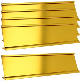 ExcelMark 2" x 8" Aluminum Name Plate Holder for Desk - Set of 5 - Office Business Door Sign Holder - Gold
