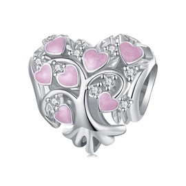 NINGAN I Love You Heart Charm 925 Sterling Silver Charm Bead for European Bracelets and Necklaces, Silver, Cubic Zirconia