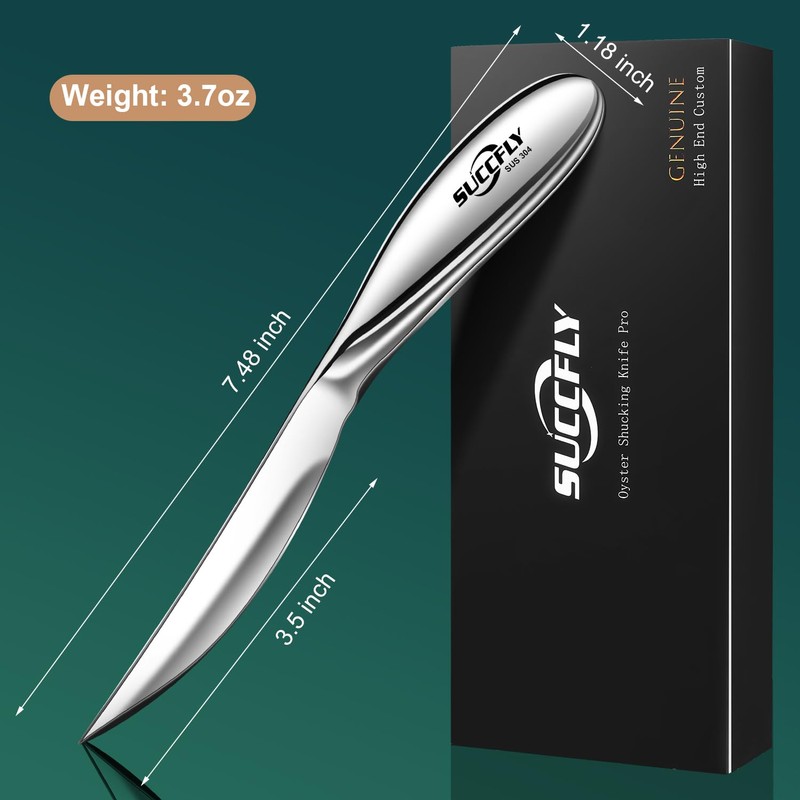 SUCCFLY Premium Oyster Shucking Knife，Stainless Steel Oyster Shucker Tool，Sturdy &