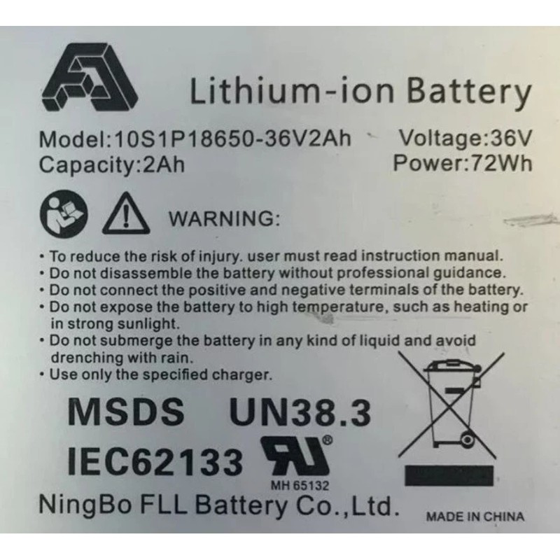 Battery Li-ion Battery 36V 10S1P1865O-36V