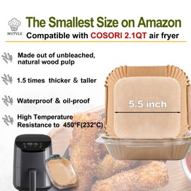 Small Air Fryer Liners for Cosori 2.1qt Air Fryer, Mini Air Fryer Liners Disposable 2 2.1 2.6 3QT, 5.5 Inch Air Fryer Liners