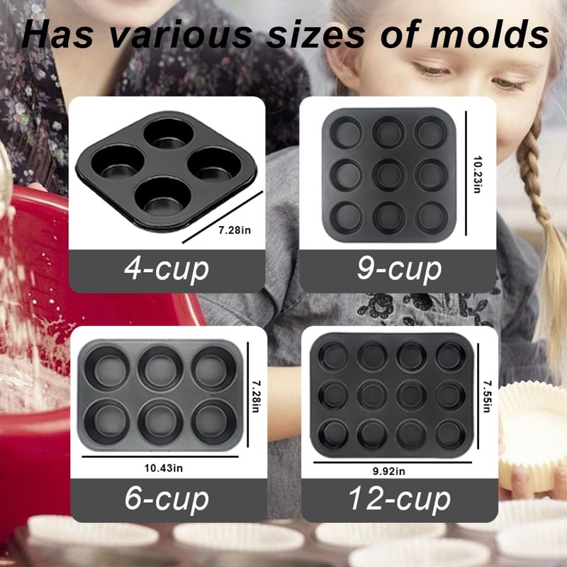 XUELIYUN Yorkshire Pudding Tray Twin Pack Muffin Tin Cookware 4