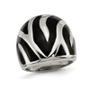 Gem And Harmony Black Eamel Stainless Steel Zebra Polished Ring