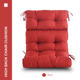 YOOZEKU Outdoor Indoor High Back Chair Cushions Set of 4,Waterproof All-Weather Patio Adirondack Rocking Chair Cushions,Seat Back Chair Cushion for Outdoor Furniture with Ties,45x22 Inch, Red