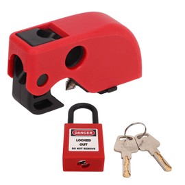 Circuit Breaker Lockout 8mm Nylon Padlock Chrome Plated Brass Anti-Shock Hanging Diameter φ0.2 x H1.5 inches (6 mm) x H38mm CB-15 Red Industrial Chemical Power