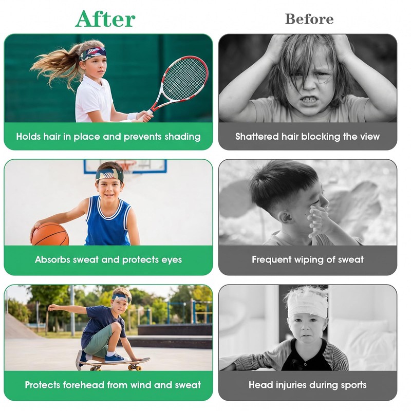 Kids Sports Sweatbands Ages 4-10 Boys Girls Athletic Headbands Baseball