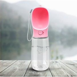 M&JOutdoors Portable Dog Water Bottle, Leak Proof, Water Dispenser, Water Bowl, Easy for Walking 19 oz (Pink)