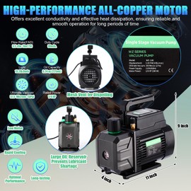 AC Vacuum Pump and Gauge Set 3.5 CFM 1/4 Hp, R134a R410a A/c Refrigeration Manifold Gauge with Leak Detector, Upgraded Trifold Storage Case, 3 Hoses, Can Taps, for Mini Split/HVAC/Auto Systems