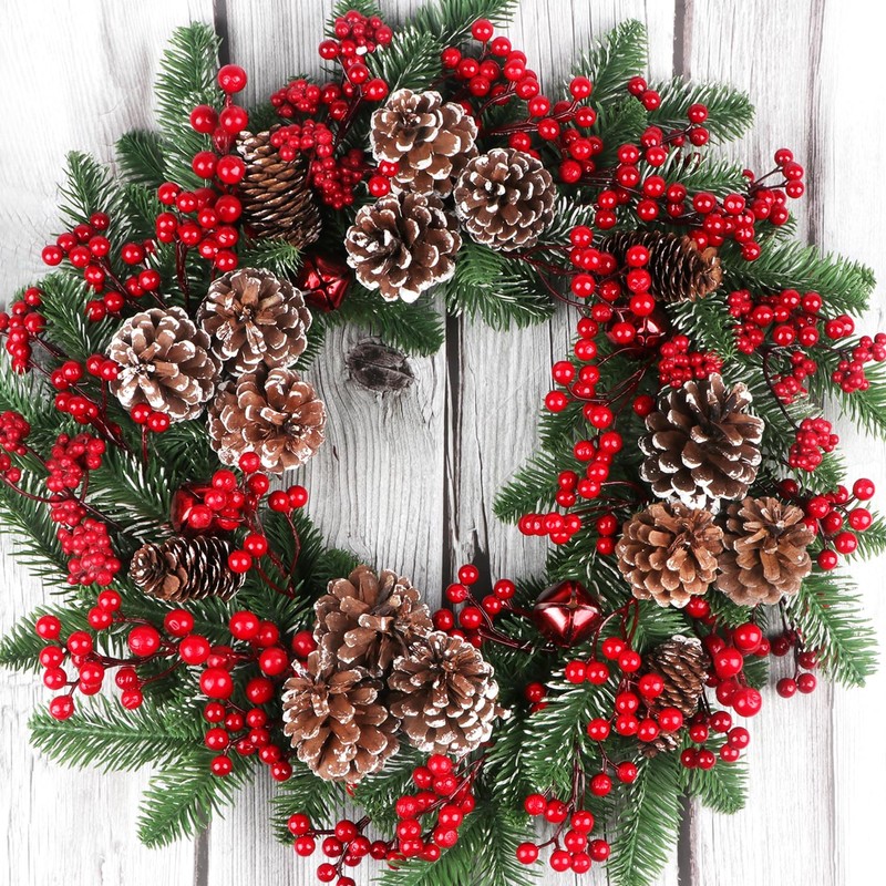 YiYa 36 Pcs Christmas Holly Berries Artificial Red Berry Stems