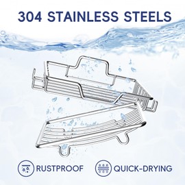 Soap Dish for Shower 2 Pack,Soap Holder with Soap Saver,Stainless Steel Adhesive Soap Dish with 4 Hooks for Bathroom,Kitchen