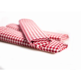 TextilDepot24 Country House Tablecloths 5 mm 100% Cotton 50 x 50 cm Checked Red and White Pack of 6