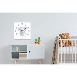 Wall Clock Zoo Animals 30 x 30 cm Glass Children's Clock Glass Picture Animal Motif Zoo Elephant Wall Decoration Glass Clock Children's Room