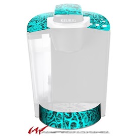 WraptorSkinz Decal Style Vinyl Skin compatible with Keurig K40 Elite Coffee Makers Folder Doodles Neon Teal (COFFEE MAKER NOT INCLUDED)