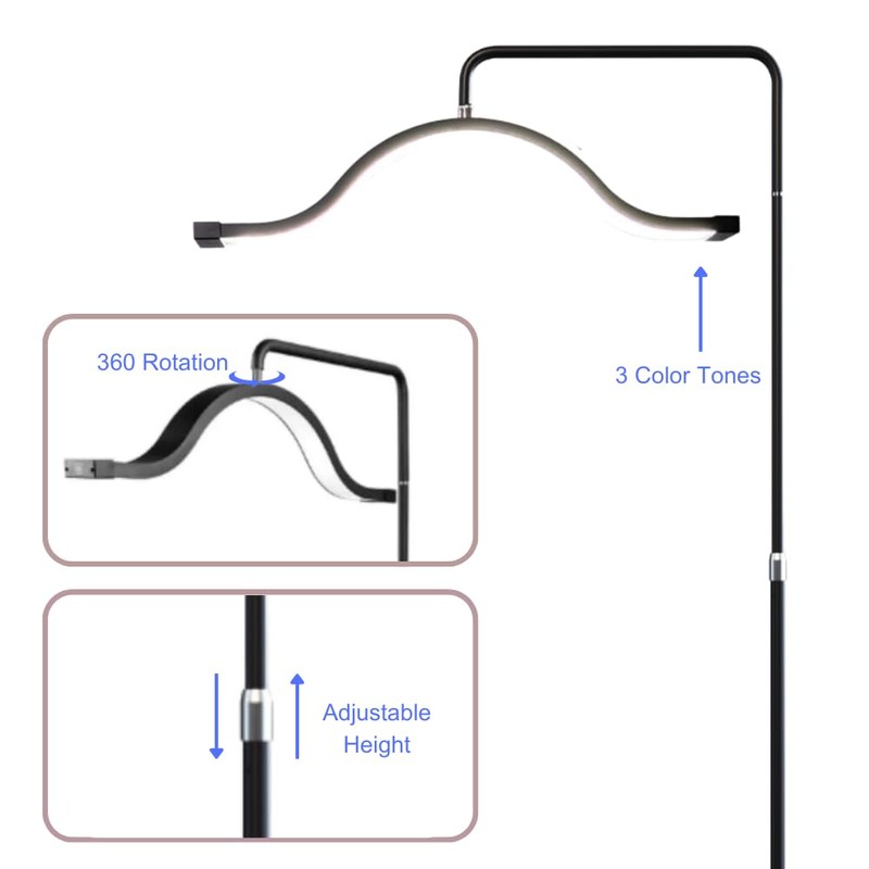 LED Half Moon Floor Lamp, Eyelash Light, Esthetician Light, Permanent