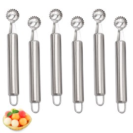 6 PCS Melon Baller Scoop, Round Melon Balls Fruit Baller Scoop Melon Baller Scoop Stainless Steel Melon Baller Melon Scoop Double Scoop Ice Cream Cone Double Dessert Scoop for Fruit Ice Cream