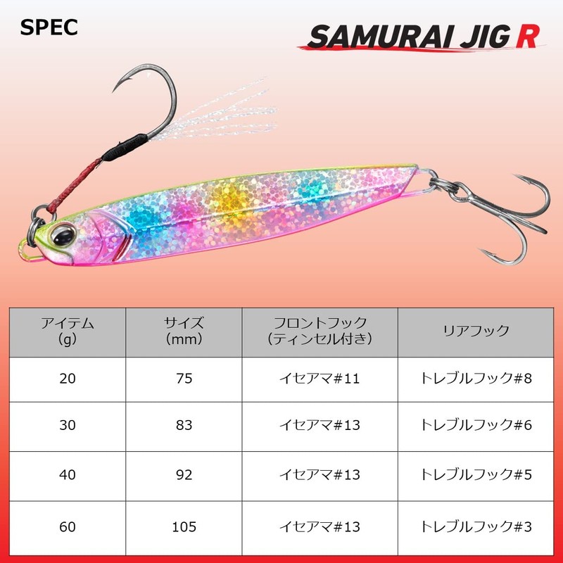 Daiwa Samurai Jig R Lure, 0.7 oz (20 g) UV