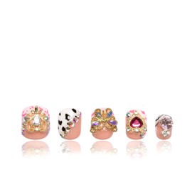 LOVFUL Press on Nails Rolling Luxe| Handmade with Full Covered Crystals | Reusable Fake Nails | Square Short 0.8 in | H144-L