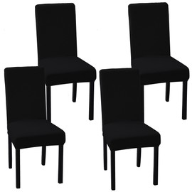 Ocves Chair Covers for Dining Room Set of 4 or 6, Stretch Dining Chair Slipcover Covers, Removable Washable Chair Covers, Chair Protector for Banquet, Kitchen, Party and home (Black, Pack of 4)