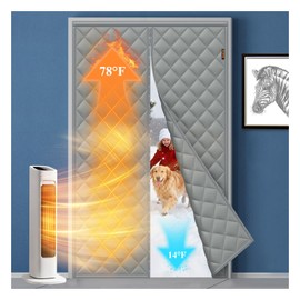 MAGZO Magnetic Thermal Insulated Door Curtain, Fits 30" x 80" Door(Curtain Size 32'' x 82''), Waterproof Oxford&Cotton, Insulation Cover Blanket for Winter/RV/Inside Camper, Keep Cold Air Out, Grey