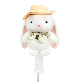 Funny Pudding White Rabbit Golf Headcover, Animals Plush Golf Club Head Covers, Small Size Fits Hybird and Irons, Large Size Fits Standard 460cc Driver Head