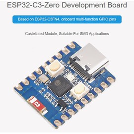 2PCS ESP32-C3 Mini Development Board, Based on ESP32-C3FN4 Single-Core Processor 160MHz Running Frequency, Support 2.4GHz W-i-F-i & Blue-too-th 5, Onboard 400KB of SRAM and 384KB ROM, 4MB Flash Memory