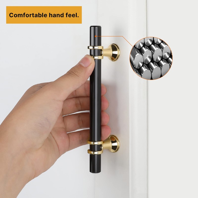 Haliwu 10 Pack Black Cabinet Pulls, Black Gold Cabinet Handles,