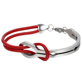 Cupimatch women's heart bracelet in silver, double chain bracelet for women and girls, Stainless Steel