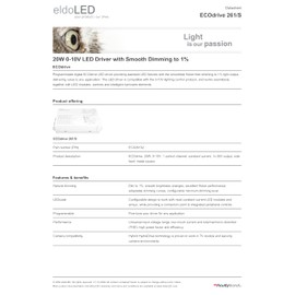 eldoLED | EC0261S2 ECOdrive 261/S 20W 0-10V LED Driver with Smooth Dimming to 1% (350MA Log)