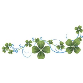 Pretty Lucky Streen of Four Leaf Clovers Vinyl Decal Sticker (4" Wide)