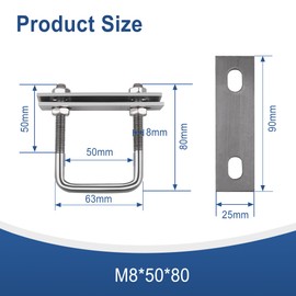 U Bolts M8 U Shackle with Thread U-Bolt 4 Pieces for Workshop Round Steel Bolts Round Steel Shackle