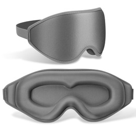 FlyCoco 99% Fully Block Out Light Eye Sleep Mask, 3D Deep Contoured Eyes Cover Zero Pressure, Long Lash Extension Eyes Mask with Adjustable Straps for Sleeping Travel Home Nap Rest Women Men (Grey)