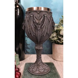 Ebros Winged Terror of The Sky Beowl Dragon 7"H Wine Goblet Cup Chalice