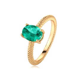 Valloey Rover Emerald Ring-Chunky Gold Rings for Women Non Tarnish 14K Gold Plated Stackable Vintage Snake Green Gemstone Solitaire Rings Statement Wedding Engagement Promise Ring Jewelry Gifts for Women Mom