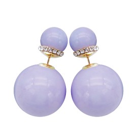 Navachi 18K Gold Plated Double Sided Colorful Faux Pearl Fashion Elegant Candy Crystal Zinc Stud Earrings for Women, Crystal zinc