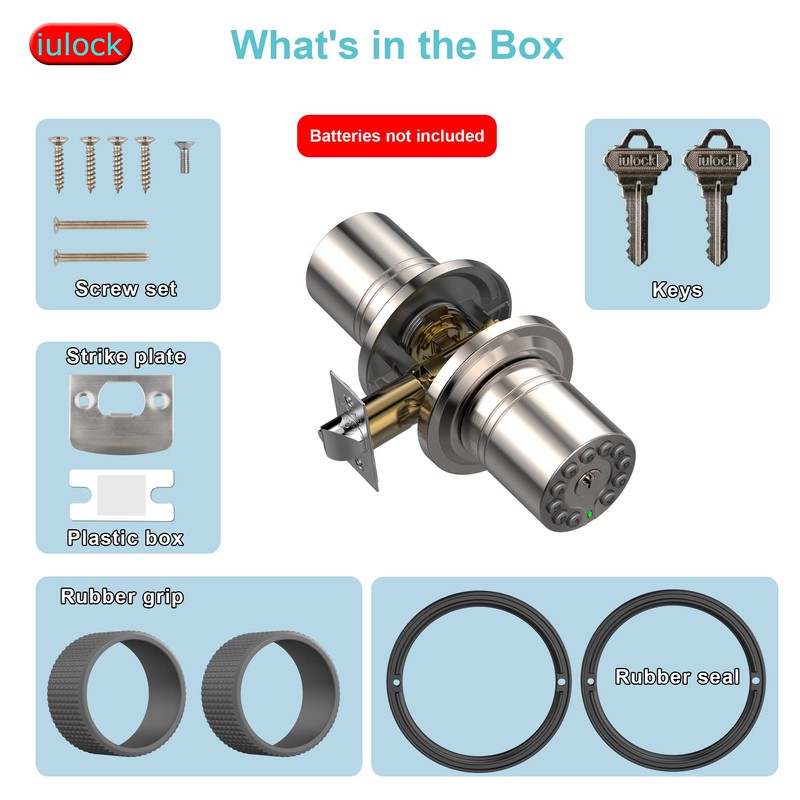 iulock Smart Door Knob with Keypad and Key,Keyless Entry Door