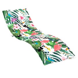 vidaXL Sun Lounger Cushion – Durable Water-Resistant Oxford Fabric – Multicolor Floral Design – Indoor or Outdoor Use – Comfortable Foam Fiber Filling – Non-Slip Design – Green and Pink