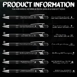 Fumete 42 Pcs Bible Verse Ballpoint Pens Christian Stylus Pens with Inspirational Quotes Bible Verse Pens Bulk Gift for Touch Screens Women Men Church Favor Office Desk, Black Ink (Black)