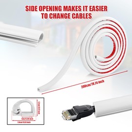 Wall Cord Hider, 78.7 Inch Self-Adhesive Wire Covers Floor Cord Cover Cable Hider Wall Wire Hider Flexible Cable Raceway for Home Office Cable Management