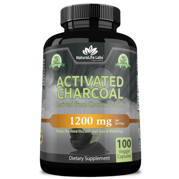 Activated Charcoal Capsules - 1,200 mg Highly Absorbent Helps Alleviate