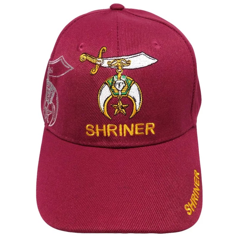 Eagle Emblems Shriner Emblem MAROON BURGUNDY With Shadow Embroidered Cap