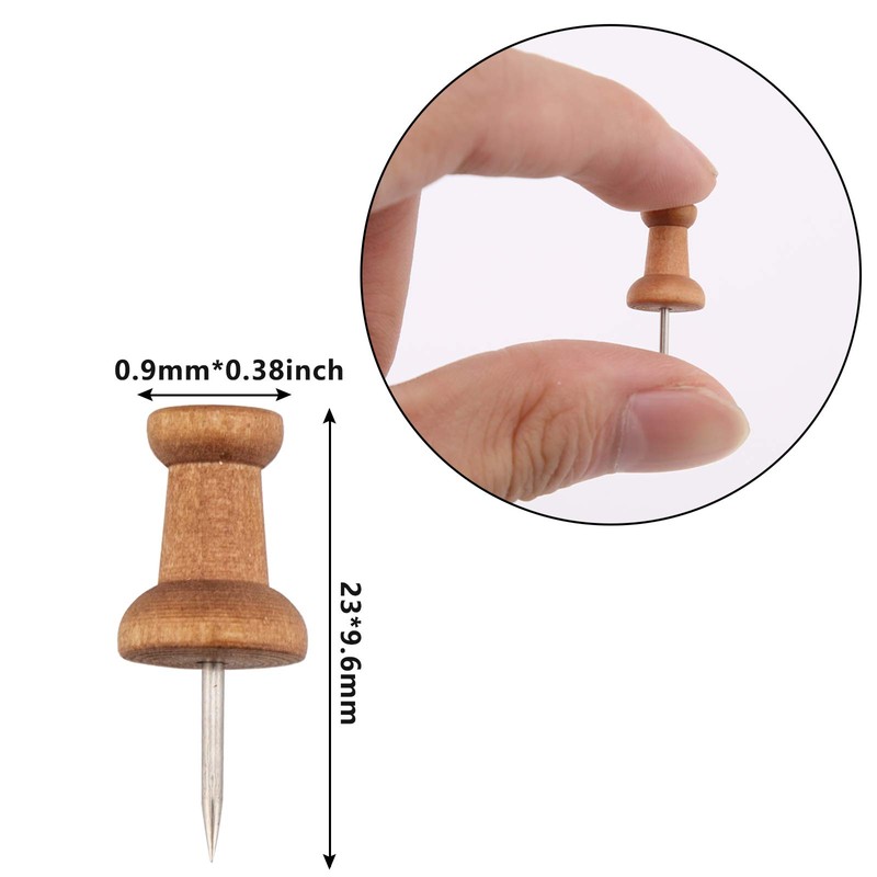 AIEX 100 Pieces Wood Push Pins Map Push Pins Map