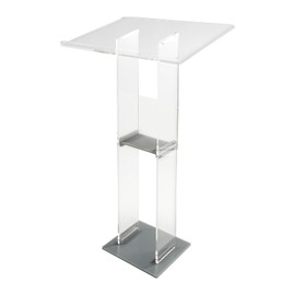 Acrylic Clear Podium Stand with Storage Shelf, Acrylic Pulpits for Churches, Conference, Speeches, Weddings, Classroom, Acrylic Podium Pulpit Stand, Presentation Podiums, 23.6" L X 15.7" W X 46" H