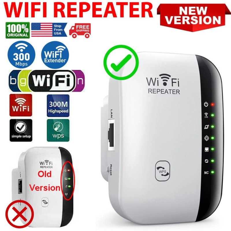 efunmodern NEW! WiFi Range Extender Internet Booster Wireless Signal Repeater