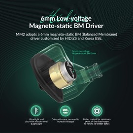 Hidizs MM2 HiFi in-Ear Monitors Earphones, 6mm Low-Voltage Magneto-Static BM Driver and 10.2mm Dynamic Driver, Magneto Static Hybrid Dual Drivers Hi-Res IEMs with 3 Tuning Valves (Black)