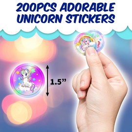 Playbees Unicorn Emoticon Sticker Rolls Reward Stickers Unicorn Party Supplies Mailing Seal Sticker 1.5 Inch Decal Stickers 200 Pcs
