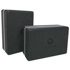 Teeyar Yoga Blocks (Set of 2) - Odourless High Density(Hard) 4 Inch(9''x6''x4'', 320gx2) or 3 Inch(9''x6''x3'',230gx2) Premium Durable EVA Foam Exercise Blocks for Yoga/Pilates, Bloc Yoga (Top-Level 4 Inch Black/320g)