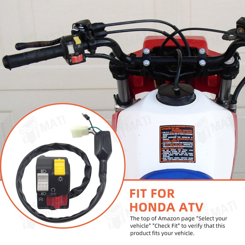 M MATI Handlebar Switch Kill Stop Headlight for Honda ATC200
